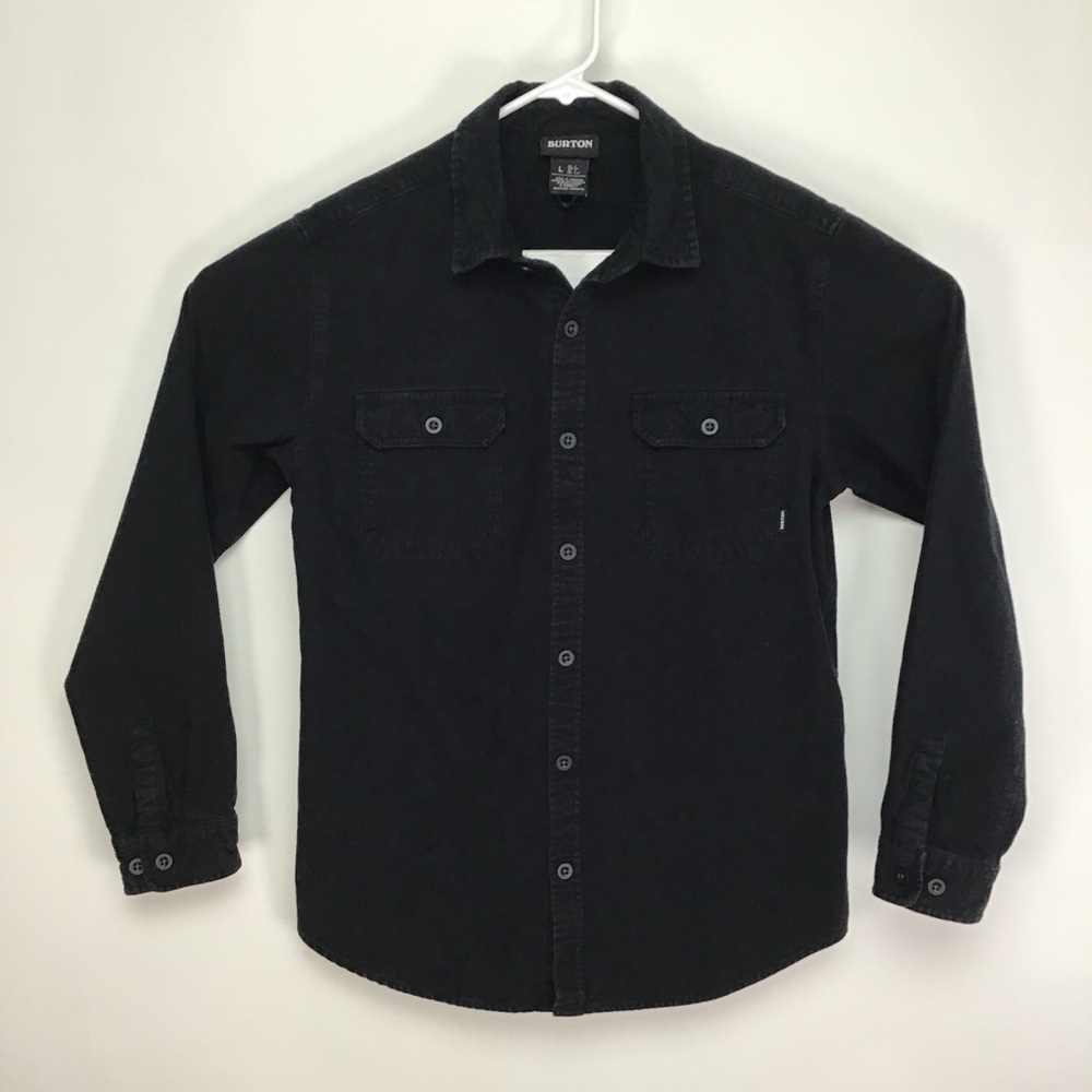 Burton men’s long sleeve button up black shirt large
